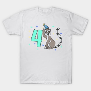 I am 4 with lemur - kids birthday 4 years old T-Shirt